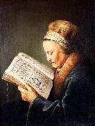 Gerard Dou Portrait of an old woman reading oil painting artist
